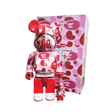 Bearbrick x BAPE  Baby Milo Camo Shark 100% & 400% Set In Pink