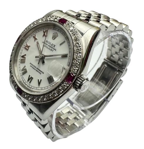 Rolex 68240 White Roman Dial Stainless Steel Midsize Bracelet Watch