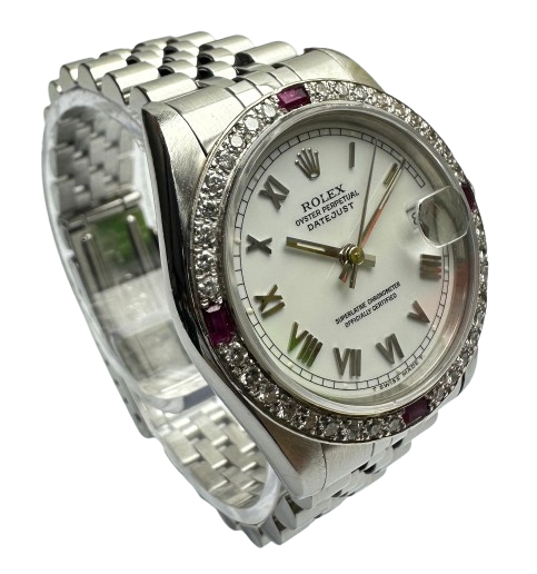 Rolex 68240 White Roman Dial Stainless Steel Midsize Bracelet Watch