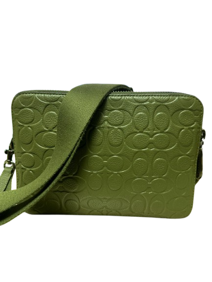 Coach F2124-CW660 Pebble Leather Green Colour Crossbody Bag