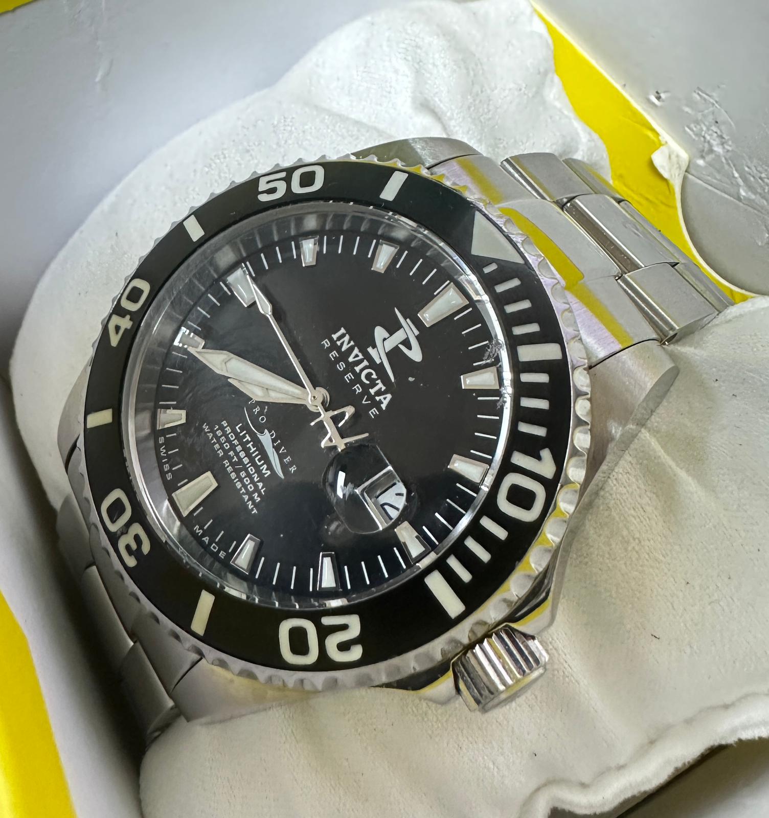 Invicta Reserve Quartz Black Colour Dial Stainless Steel Men Bracelet Watch