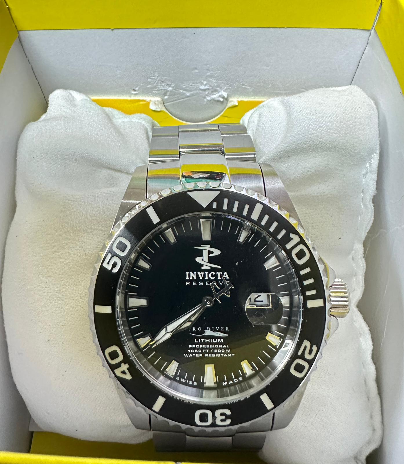 Invicta Reserve Quartz Black Colour Dial Stainless Steel Men Bracelet Watch