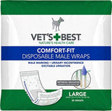 Vets Best Comfort Fit Disposable Male Dog Diapers Large 30Count White