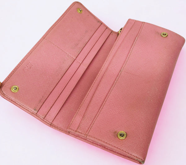 Prada Saffiano Metal Long Continental Wallet Geranio – Cash Converters