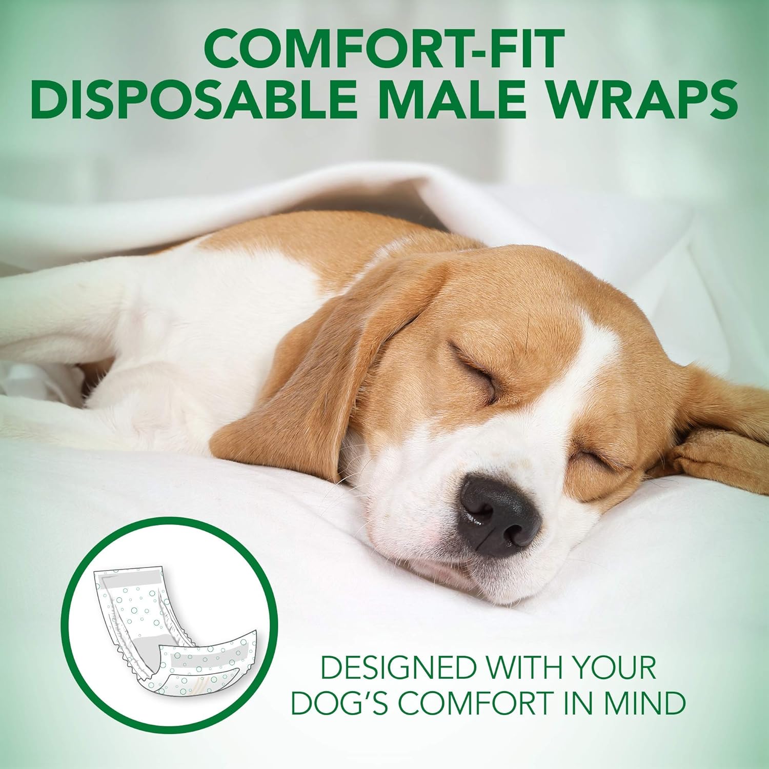 Vets Best Comfort Fit Disposable Male Dog Diapers Large 30Count White