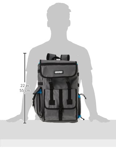 Lunkerhunt LTS Tackle Backpack - Grey - Zipperless Fishing Backpack with 2 Rod Holders and Tackle Box