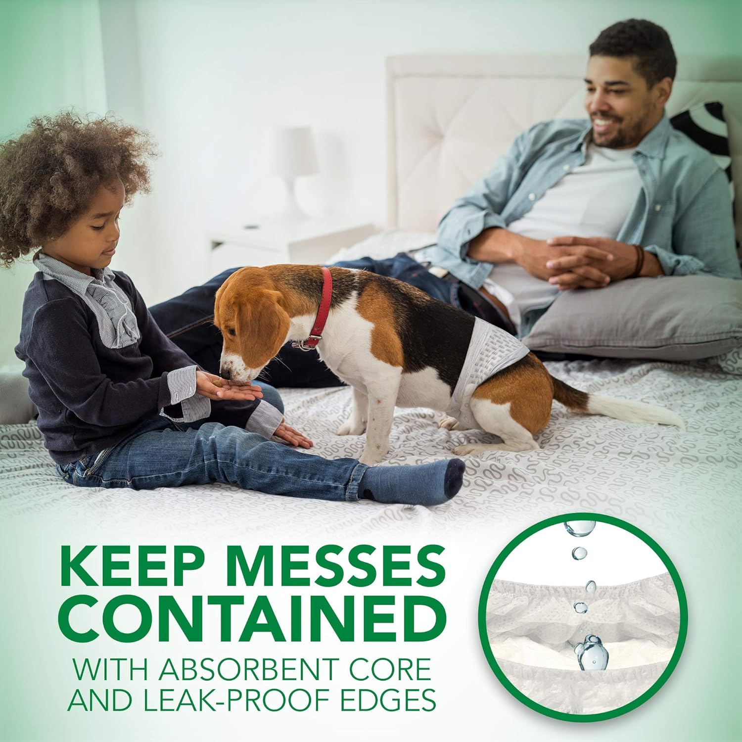 Vets Best Comfort Fit Disposable Male Dog Diapers Large 30Count White