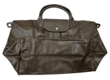 Longchamp Pliage Leather Handbag Brown Medium