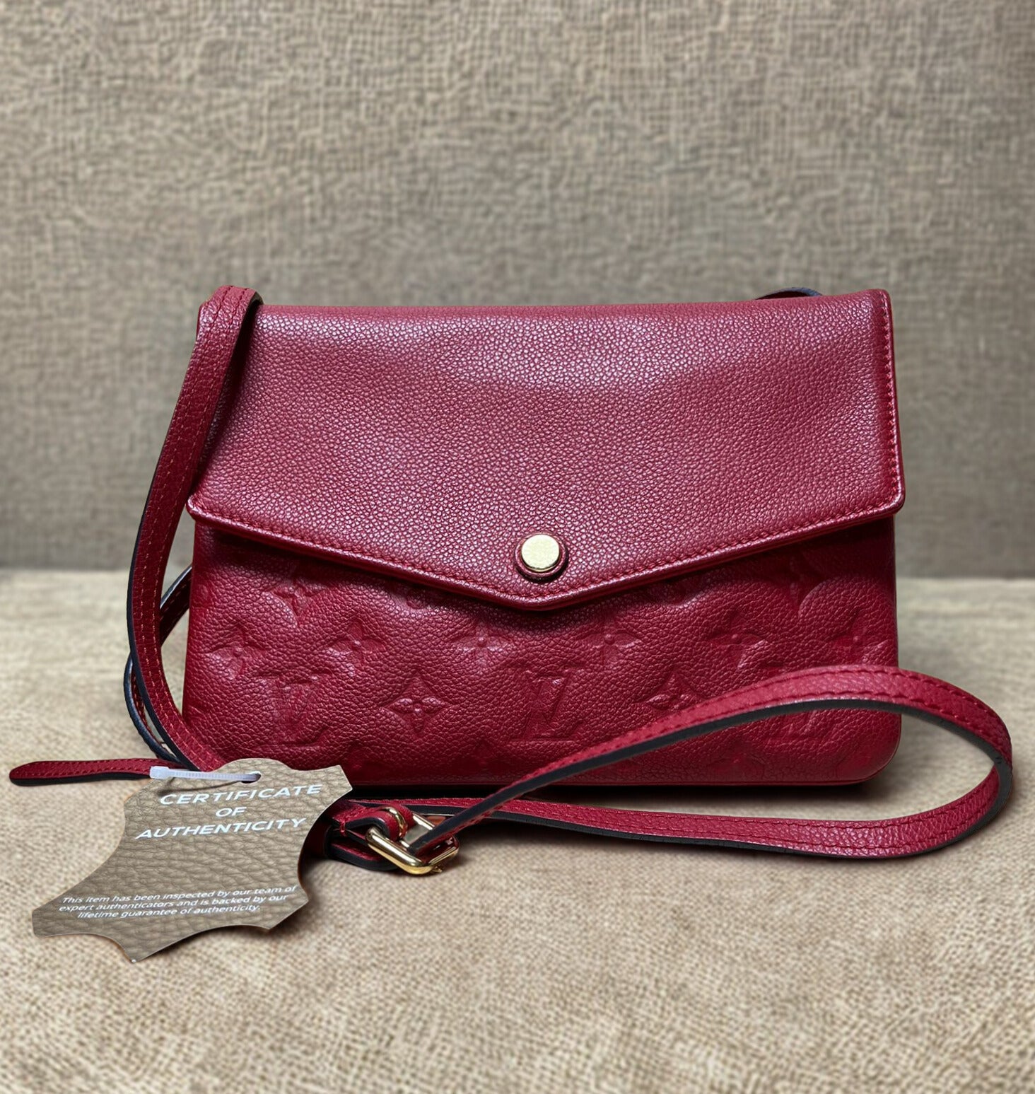 Louis Vuitton Monogram Empreinte Twice Shoulder Bag Cherry