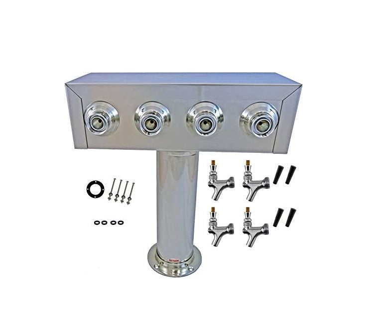 Bev Rite, Stainless Steel Product Draft Beer Kegerator T Tower, Body, 4 Faucets