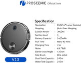 Proscenic V10 Robot Vacuum Cleaner, 3000Pa Strong Suction LiDAR robot vacuum, Sonic Mopping, Ultrasonic Carpet Recognition, App & Alexa Voice Control, Self-Charging, for Hard Floor & Low Pile Carpet