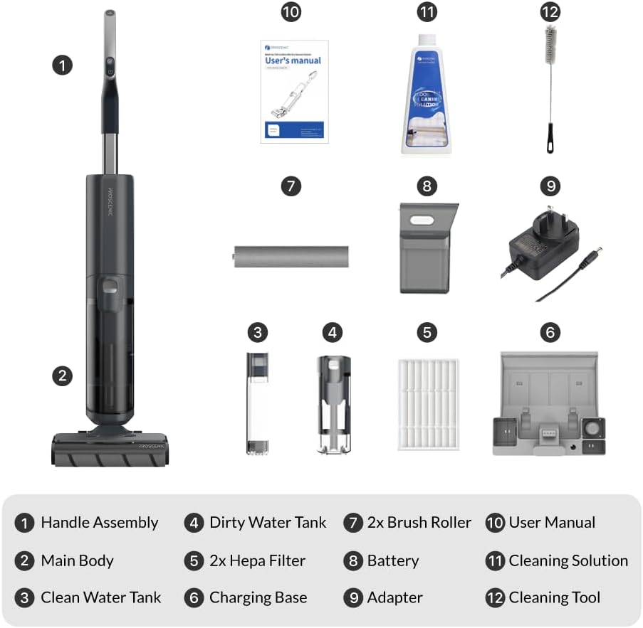 Proscenic WashVac F20 Cordless Wet Dry Vacuum Cleaner and Mop,Self-Cleaning
