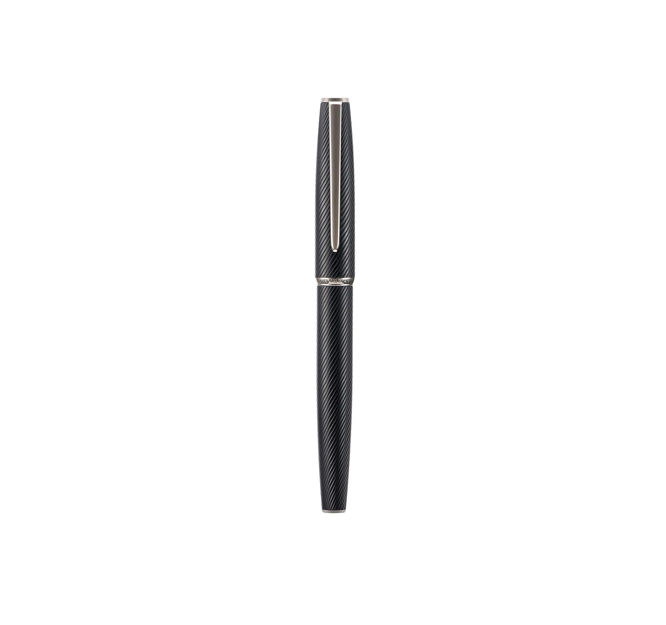 Hongdian A3 Black Aluminum Fountain Pen with Ink Converter and Metal Pen Box Set