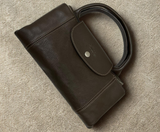 Longchamp Pliage Leather Handbag Brown Medium