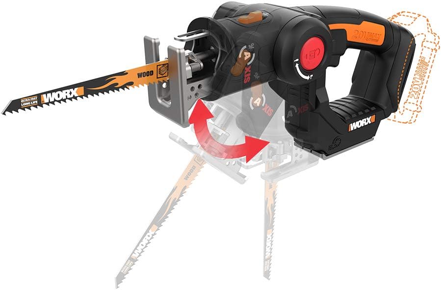 Worx WX550L.9 20V Power Share Axis Cordless Reciprocating And Jig Saw Tool Only