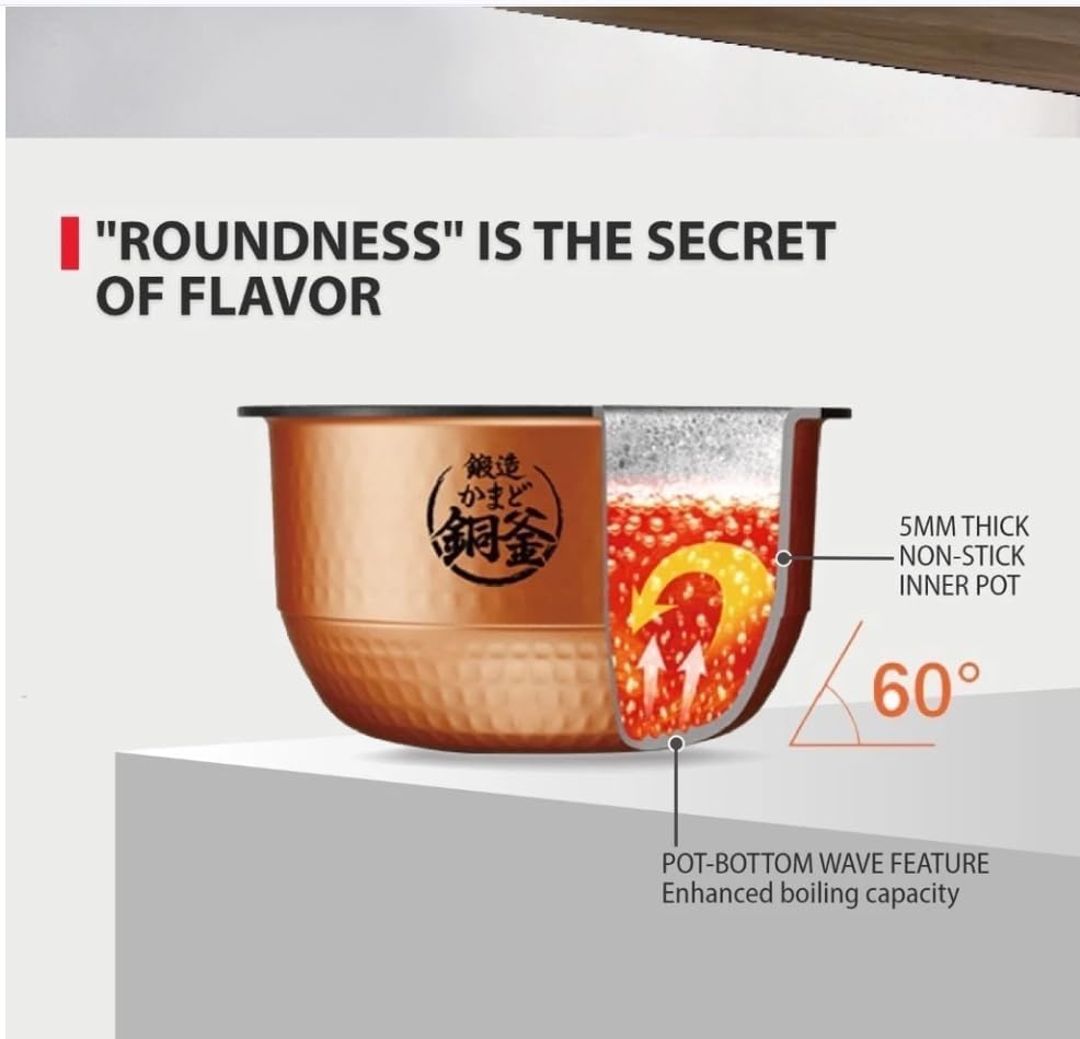 Toshiba RC-DR10LSG - Rice Cooker, 1.0L, 5mm Thick Non-Stick Inner Pot IH, white color