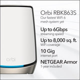 NETGEAR Orbi 860 Series TriBand WiFi 6 Mesh System RBK863S 3Pack 1 Router+2 Satellite Extenders