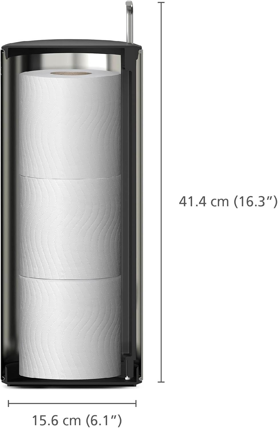 Joseph Joseph EasyStore Luxe Stainless Steel Concealed Toilet Paper Holder Stand Storage with Lid, Hods up to 3 Rolls