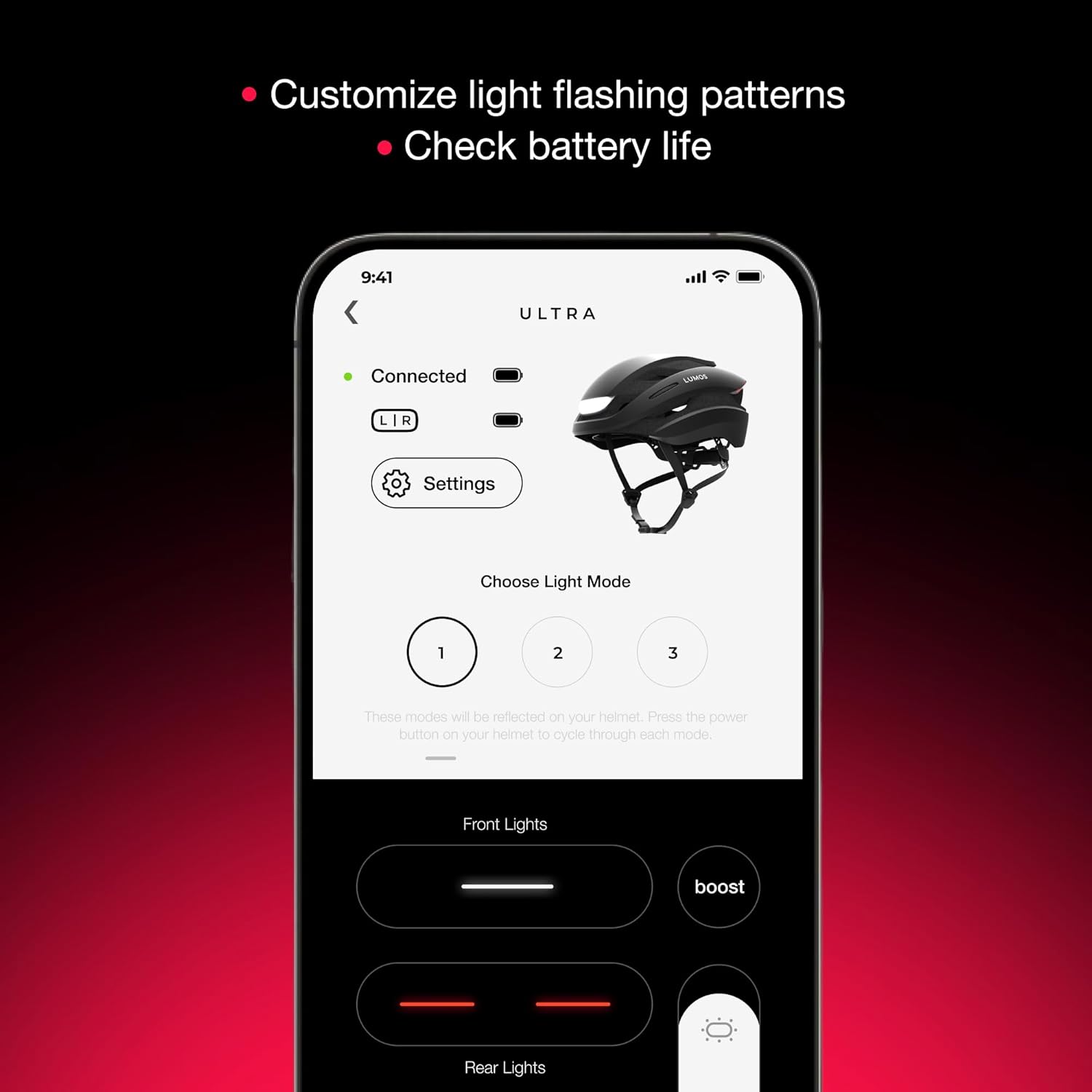 Lumos Ultra Smart Bike Helmet | Customizable Front and Back LED Lights with Turn Signals | Road Bicycle Helmets for Adults: Men, Women (Without MIPS)