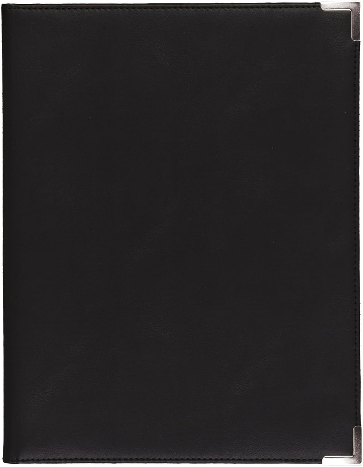 Samsill 70010 Classic Collection Business Padfolio/Executive Portfolio, Faux Leather & Brass Corners, Resume Document Organizer, 8.5 x 11 Writing Pad, Black