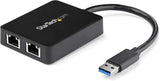 StarTech.com USB32000SPT USB 3.0 To 2 Port Gigabit Ethernet LAN Adapter With USB Port
