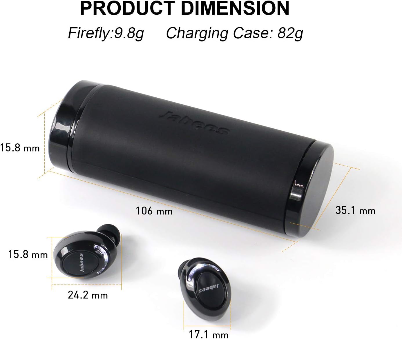 Jabees Firefly Situational Awareness True Wireless Earbuds Bluetooth V5.0, Black