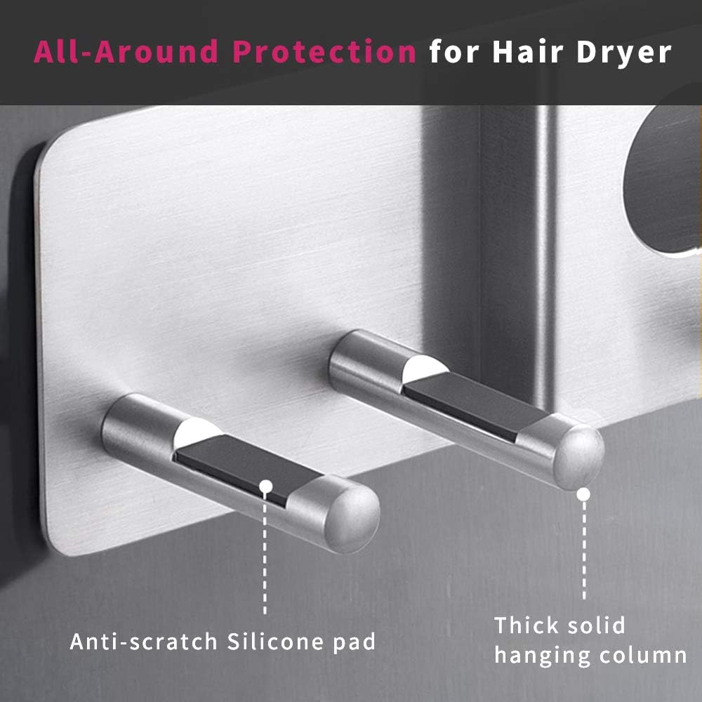 Hair Dryer Holder For Dyson Supersonic Hair Dryer For Dyson Airwrap Styler Organizer Storage Shelf 2in1 Wall Mounted Stand Fits Curler Diffuser Two Nozzles For Bathroom Bedroom Hair Salon Barbershop