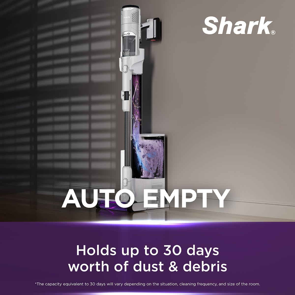 Shark CleanSense IQ+ Cordless Vacuum, Smart IQ PRO with 4 Smart Sensors, Auto Empty Convenience, Powerful Suction and Ultra-lightweight at 2.2kg, Shark IW3241SM 9 (USED)