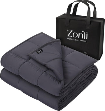 ZonLi (150cm x 200cm,9.1kg, Dark Grey) - Cool Weighted Stress Blanket (9.1kg for 170-100kg individual, 150cm x 200cm, Grey) for Adults Women, Men, Children...