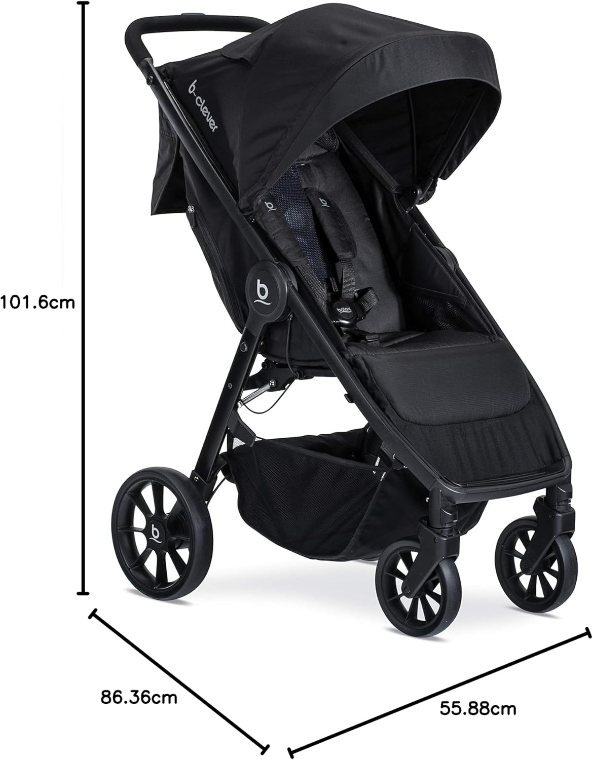 Britax B-Clever Compact Stroller, Cool Flow Teal - One Hand Fold, Ventilated Seating Area, All Wheel Suspension