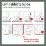FH Group Car Seat Covers Full Set Beige Cloth - Universal Fit Automotive Seat Covers, Low Back Front Seat Covers, Solid Back Seat Cover, Washable Car Seat Cover for SUV, Sedan and Van
