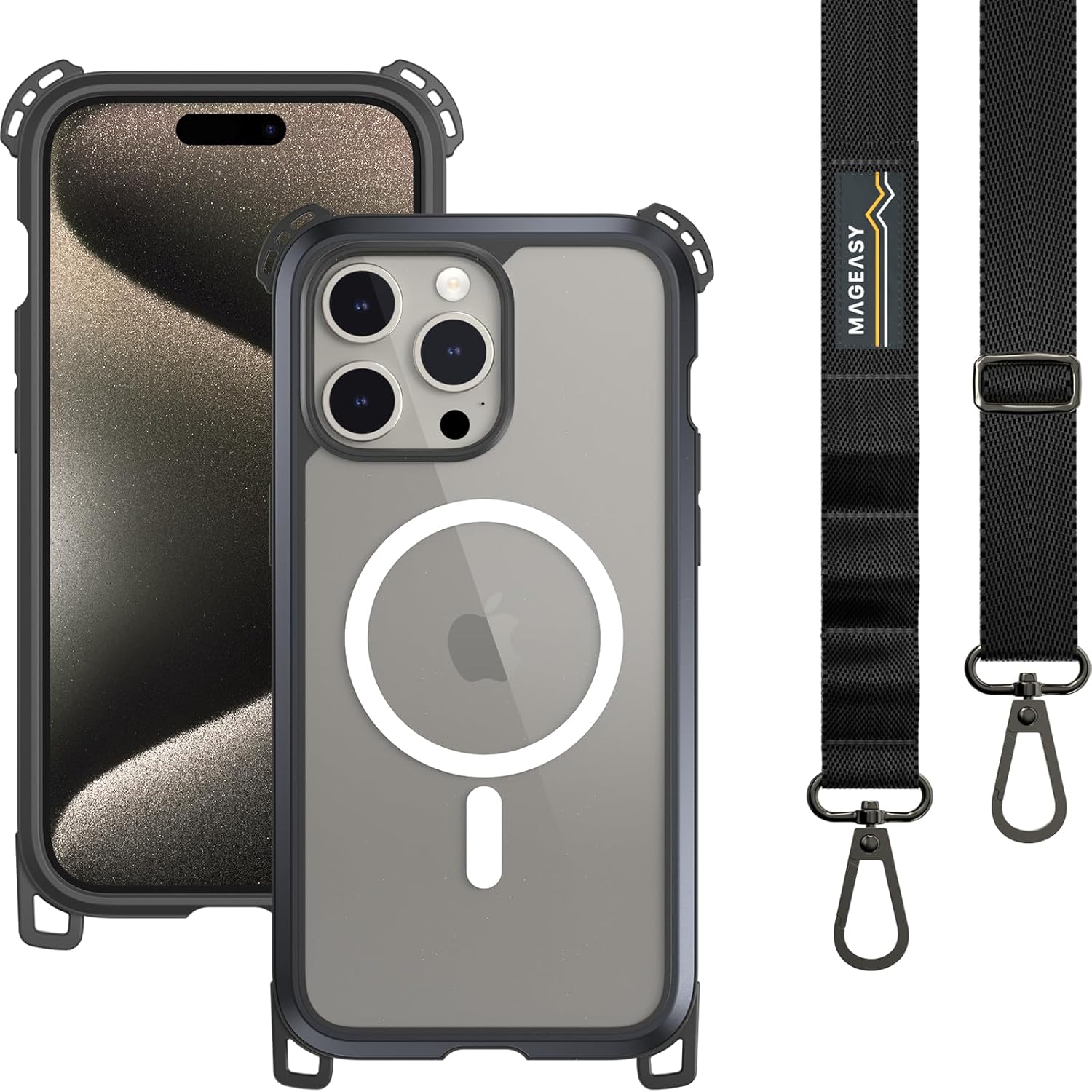 MAGEASY Case with Strap For iPhone 15 Pro Max