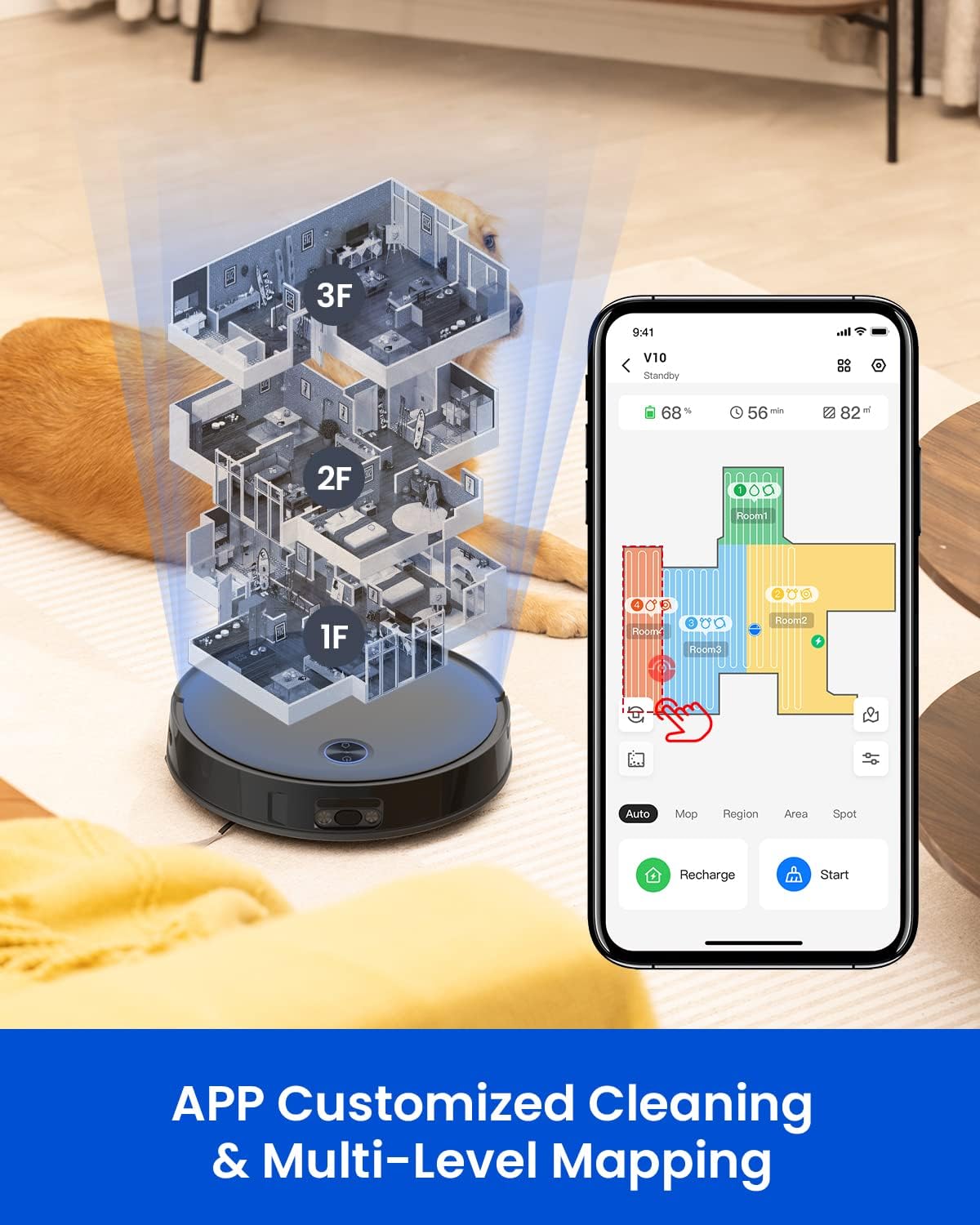 Proscenic V10 Robot Vacuum Cleaner, 3000Pa Strong Suction LiDAR robot vacuum, Sonic Mopping, Ultrasonic Carpet Recognition, App & Alexa Voice Control, Self-Charging, for Hard Floor & Low Pile Carpet