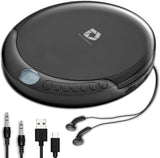 Deluxe Products CD Player Portable with 60 Second Anti Skip, Stereo Earbuds, Includes Aux in Cable and AC USB Power Cable for use at Home or in Car