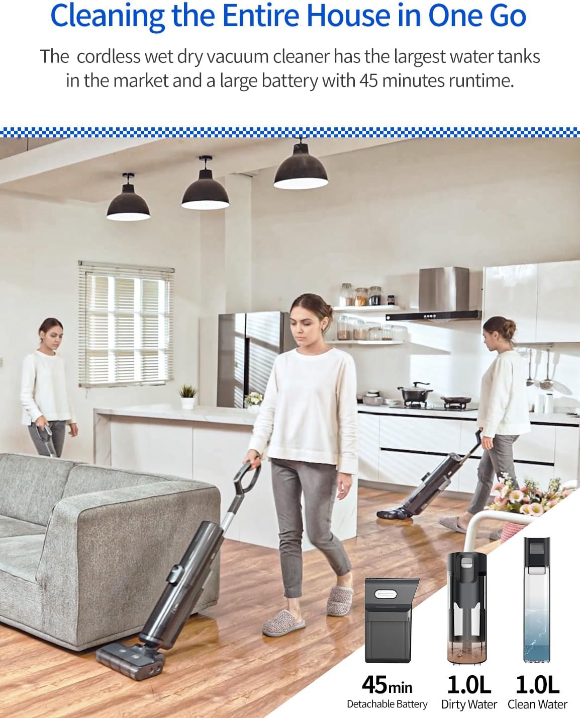 Proscenic WashVac F20 Cordless Wet Dry Vacuum Cleaner and Mop,Self-Cleaning