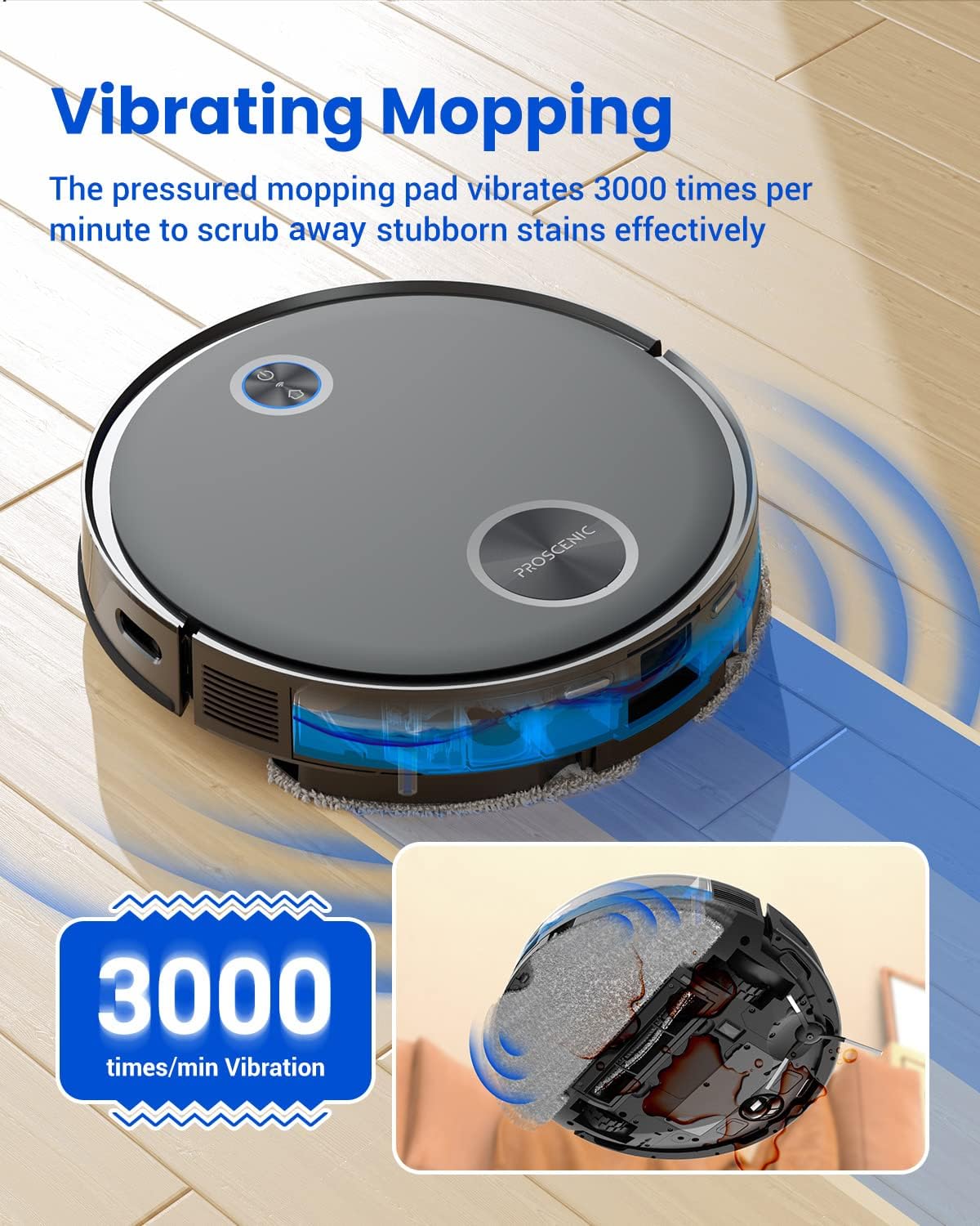 Proscenic V10 Robot Vacuum Cleaner, 3000Pa Strong Suction LiDAR robot vacuum, Sonic Mopping, Ultrasonic Carpet Recognition, App & Alexa Voice Control, Self-Charging, for Hard Floor & Low Pile Carpet