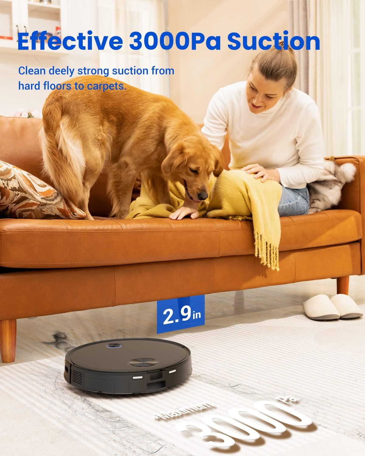Proscenic V10 Robot Vacuum Cleaner, 3000Pa Strong Suction LiDAR robot vacuum, Sonic Mopping, Ultrasonic Carpet Recognition, App & Alexa Voice Control, Self-Charging, for Hard Floor & Low Pile Carpet