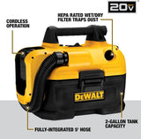 DEWALT DCV580H 20V MAX Cordless Wet-Dry Vacuum 17.10 Inch x 12.80 Inch x 12.30 Inch Yellows