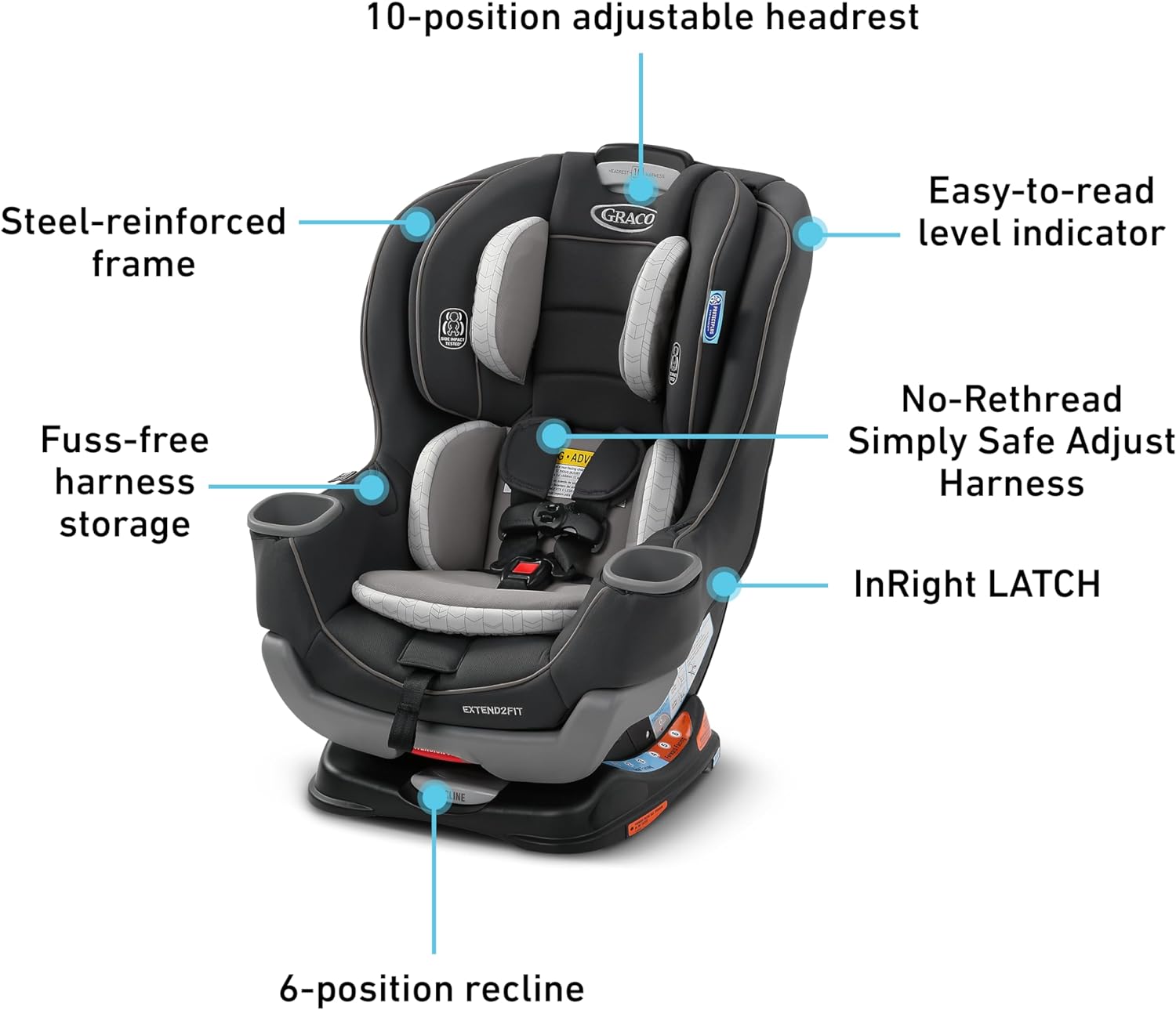 Graco Extend2Fit Convertible Car Seat, Kenzie, 2-in-1
