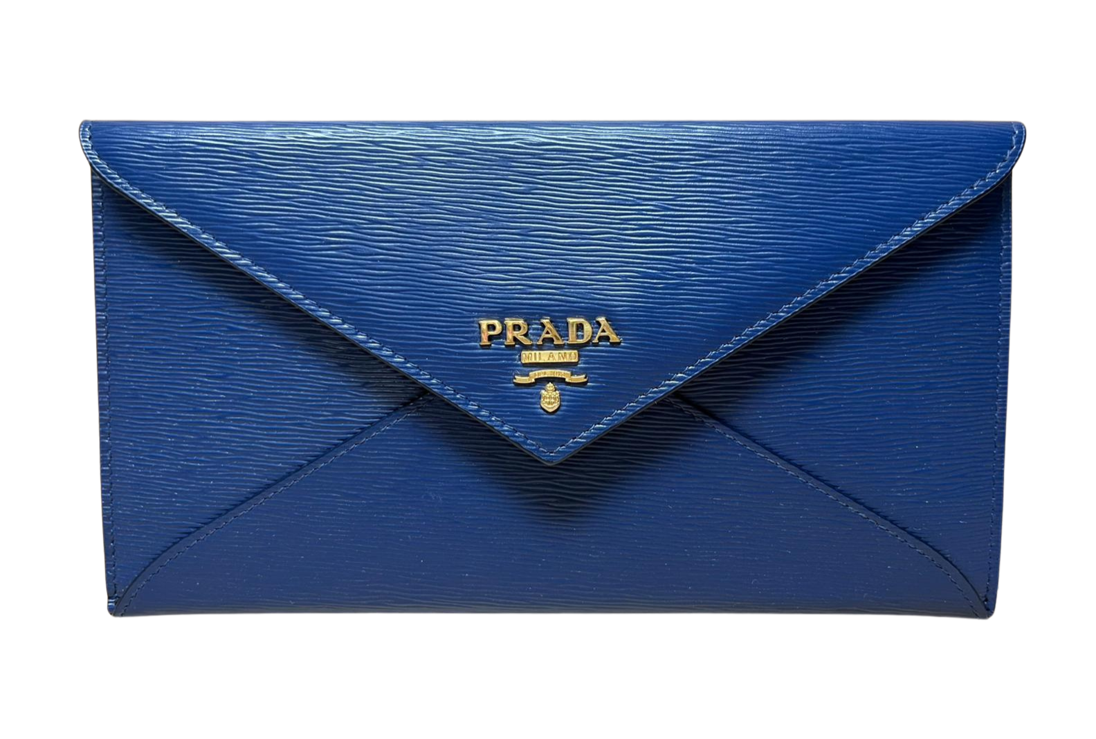 Prada 1MF175 Vitello Move Leather Envelope Wallet With Flap Bluette