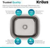 Kraus KBU11 20 inch Undermount Single Bowl 16 gauge Stainless Steel Kitchen Sink JE
