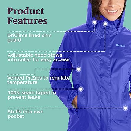 MARMOT Women’s PreCip Rain Jacket Lightweight, Waterproof (M Size)