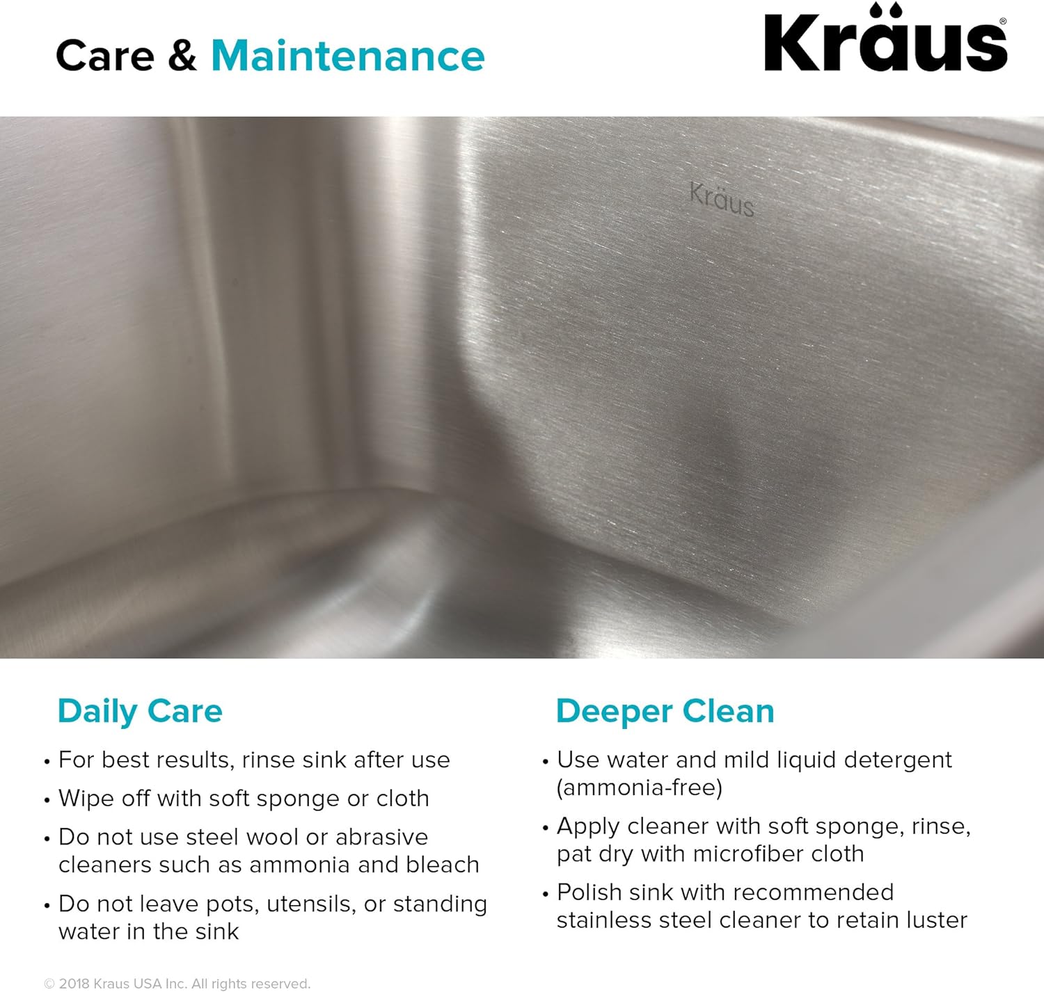 Kraus KBU11 20 inch Undermount Single Bowl 16 gauge Stainless Steel Kitchen Sink JE