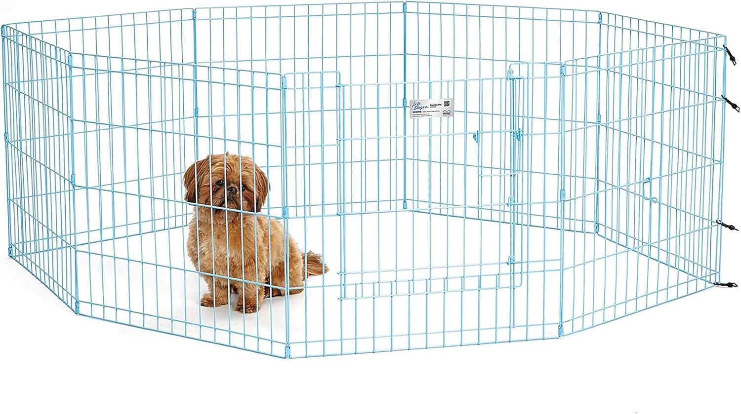 MidWest Homes for Pets Dog Exercise Pen & Playpen, 24"W x 24"H, With Door, Blue