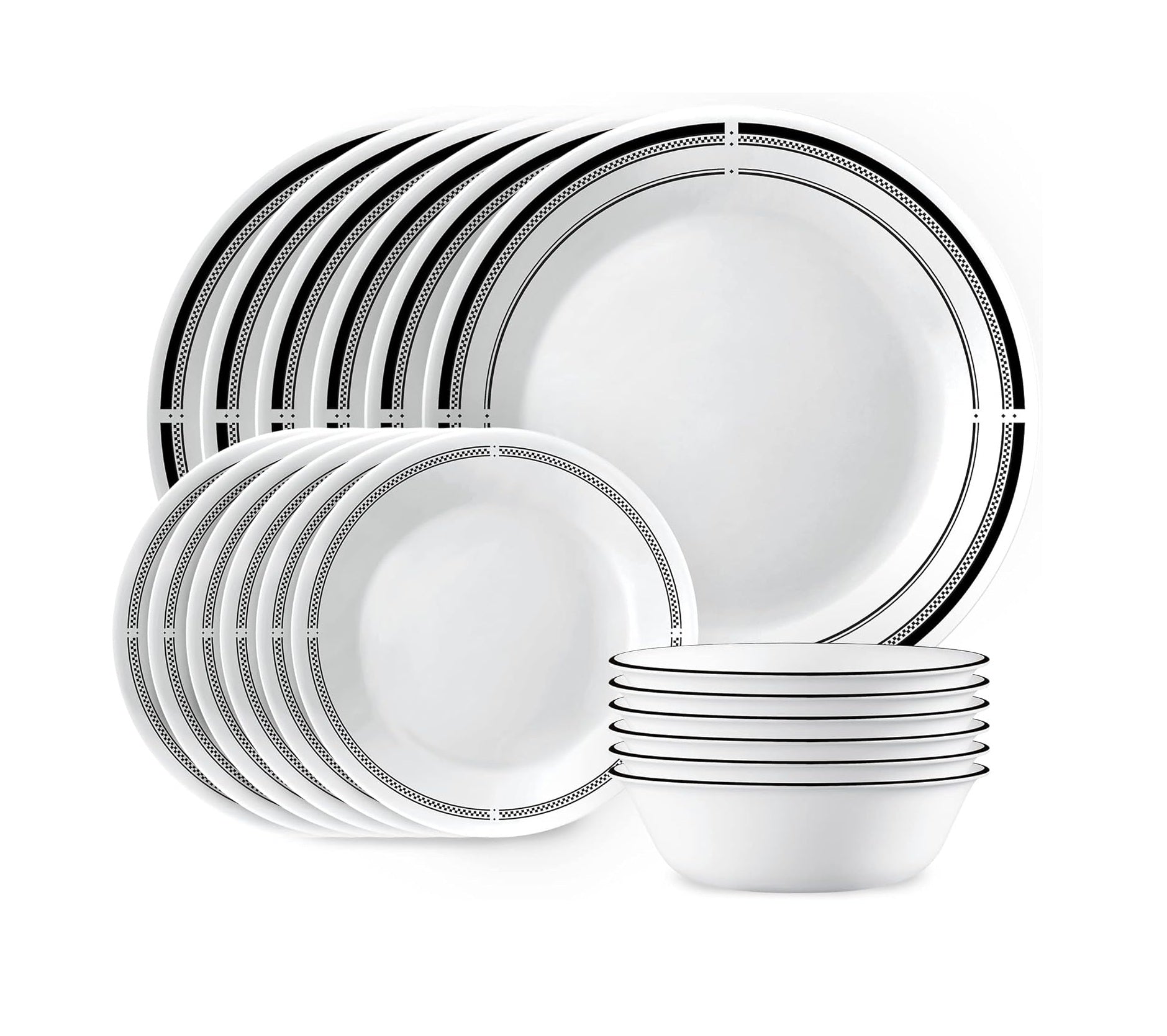 Corelle 18-Piece Round Dinnerware Set, Service for 6, Lightweight Round Plates and Bowls Set, Brasserie