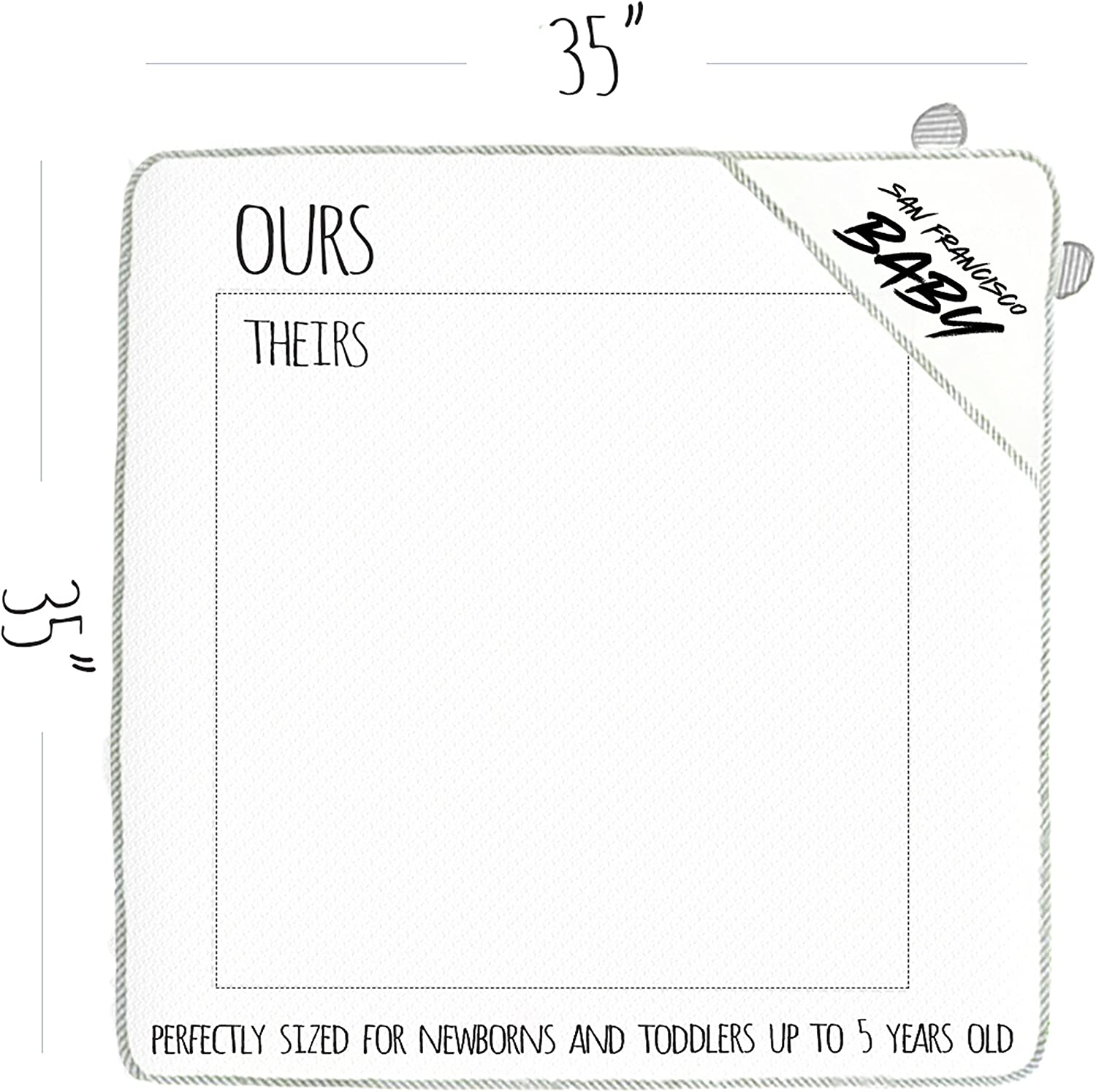 SAN FRANCISCO BABY Bear Ears Hooded Bamboo Towel 35in x 35in White