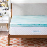 LINENSPA 3 Inch Gel Swirl Memory Foam Mattress Topper – Cooling Gel Infused – Pressure Relieving – CertiPUR Certified - Queen