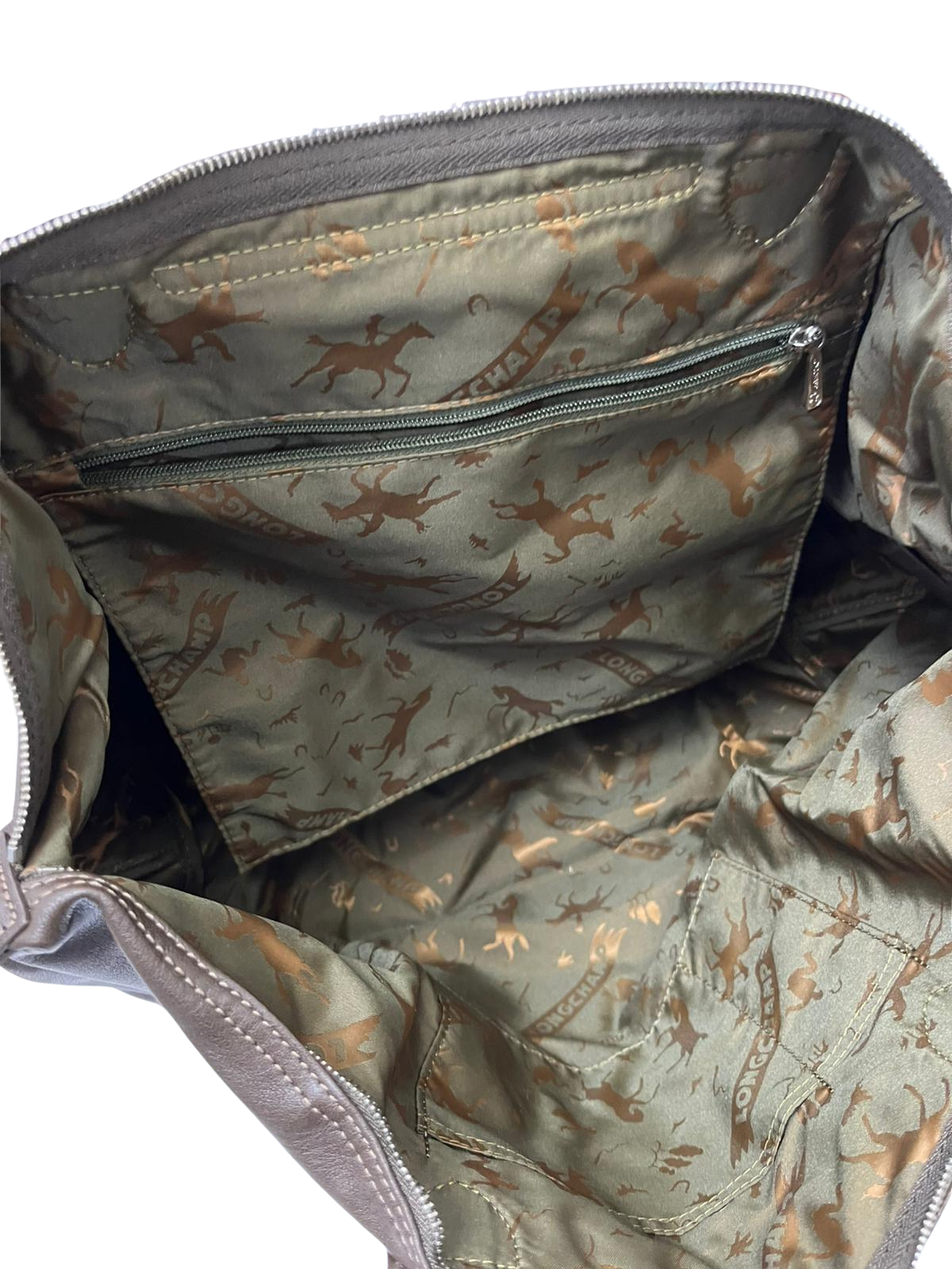 Longchamp Pliage Leather Handbag Brown Medium