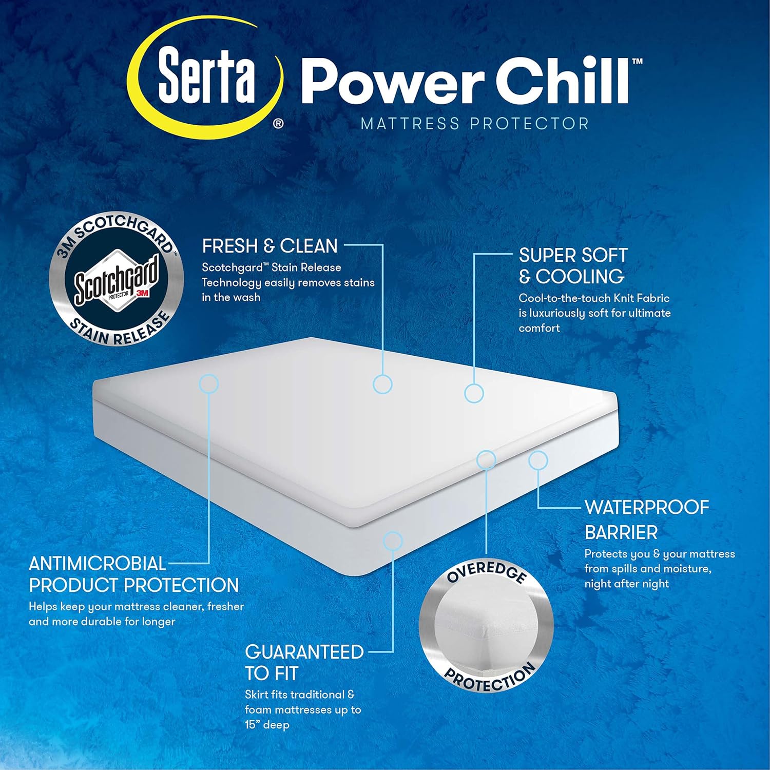 Serta Power Chill King Size Waterproof Mattress Cover White King