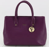 Furla 4 Studs 2 Way Purple Colour Leather Tote Bag